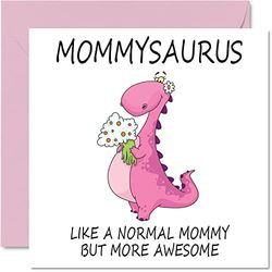 Verjaardagskaarten voor mama - Mommysaurus - mama verjaardagskaart van dochter zoon, gelukkige verjaardag mammie, moeder dinosaurus verjaardagskaart, 145 mm x 145 mm seizoensgebonden moederdag mama