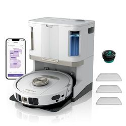 SHARK PowerDetect Robot Aspirador 2 en 1 y mopa, NeverTouch Pro 60 días autovacía, Auto-Recarga y autolimpiante Robot Aspirador con navegación 3D y LiDAR, NeverStuck Obstáculo Bypass, WiFi/App/Alexa,