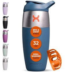Promixx PURSUIT Bouteille Shaker Premium – Bouteille shaker de protéines à paroi unique en acier inoxydable – Durable, Couvercle Etanche, Sans Odeur