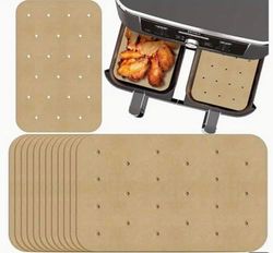 PMS 831144 Beige Air Fryer Sheets, 14 cm. x 20.5 cm. (80-Pack) -Perforated Non-Stick Liners, Plastic