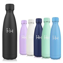 Motswedi Botella Agua Acero Inoxidable, 0.5L Sin BPA, Botella Termica, Mantener 12H Caliente/24 Frío, Cantimplora, Prueba de Fugas, Botella Agua para Niños, Deporte, Oficina, Yoga, Ciclismo, Negro