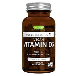 Vitamine D3 Végétale, 1000 UI Cholécalciférol, Cure d’un an, Extrait Naturel d'Algues Durables, 365 petits comprimés faciles à avaler, 100% Vegan - par Igennus