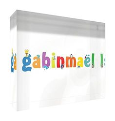 Little Helper Souvenir Décoratif en Acrylique Transparent Poli comme Diamant Style Illustratif Coloré avec le Nom de Jeune Garçon Gabinmaël 15 x 21 x 2 cm Grand