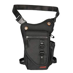 Larswon Sac de randonnée, Sac Tactique Fanny Pack Sac Cuisse Jambe avec Taille cachée Sac de Cyclisme, Noir, L