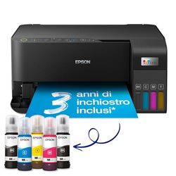 Epson EcoTank ET-2830 Stampante Multifunzione 3-in-1 A4, Serbatoi Ricaricabili Alta Capacità, 5 Flaconi Inclusi pari a 6600pag B/N 5900pag Colore, Display LCD USB Wi-Fi/Direct, Nero