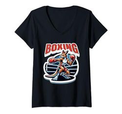 Mujer Estilo De Dibujos Animados De Boxeo De Camiseta Cuello V