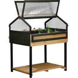 dobar® Jardinière surélevée XXL avec embase - Grand Parterre de Culture en pin - Parterre de légumes - 100 x 73 x 121,50 cm - Anthracite Naturel, Marron Clair