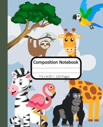 Composition Notebook: Cute Jungle Animals Notebook for Kids | 110 pages, 7.5 x 9.25"