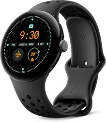 Google Pixel Watch 3 (45 mm) – Android-smartwatch met hartslagmeting, geavanceerd hardlopen vanaf Fitbit, fitness-inzichten, 24-uurs batterij – matzwarte aluminium behuizing – obsidiaanband – wifi