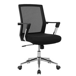 SONGMICS Fauteuil de bureau pivotant, Chaise à dossier, Siège, Hauteur réglable, Noir OBN83B 61 x 55 x 102 cm