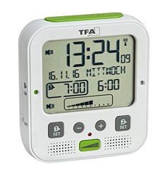 TFA Dostmann Boom Rádio despertador com alarme de vibração (branco)