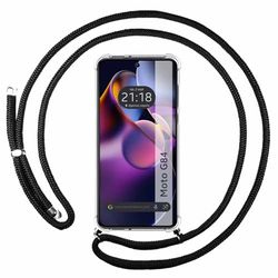 Tumundosmartphone Transparent Hanging Case for Motorola Moto G84 5G with Black Cord