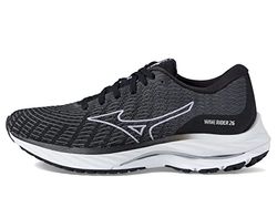 Mizuno Wave Rider 26 löparsko för kvinnor, Svart vit, 9 US