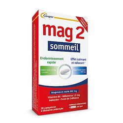 MAG 2 – Sommeil - Magnésium marin 300mg, mélatonine 1,9mg et extraits de plantes -Endormissement rapide, effet calmant et relaxant - Complément alimentaire - Programme de 15 à 30 jours - 30 comprimés