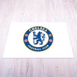 Licensed Décor Chelsea FC - Tapete Mediano (125 cm (Ancho) x 100 cm (Alto) - Escudo Completo sobre Blanco