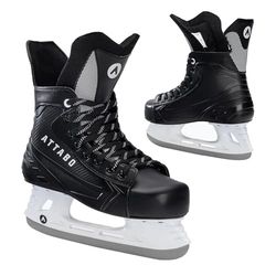 ATTABO Patin a Glace Hockey pour Hommes Taille 41 EU Patin Hockey avec Construction en Mousse Patins de Hockey sur Glace Confortable Doublure Chaude Patin à Glace avec Lame en Acier Inoxydable