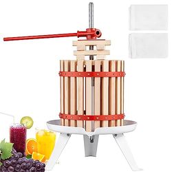 VEVOR 18 L Fruitpers Appelpers Fruitpers, Bessenpers 25 x 37 cm Houten Mand Appelpers Handmatige Sapcentrifuge Fruitpers Mechanische Zelkova Houtpers Geschikt voor Sap Fruit Puree etc.