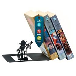 Renovatio Metalen boekensteunmeester - schattige boekensteunen decoratief uniek - geeky moderne boekensteunen anime boekensteunen - zwart boekuiteinde metaal voor kantoor en thuis - coole