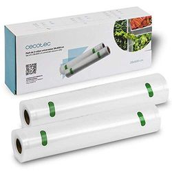 Cecotec Set di 2 Rotoli Grandi per confezionatrici al vuoto. 28 x 600 cm. Superficie gofrada, BPA Free