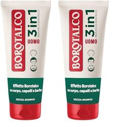 Borotalco, Doccia Shampoo Uomo 3in1 Corpo, Capelli e Barba, Profumo Originale, Corpo, Capelli e Barba Puliti, Morbidi e Profumati, Dermatologicamente Testato - 200 ml (Confezione da 2)