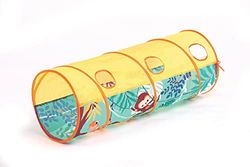 LUDI - Tunnel de Jeu - Dès 2 Ans - Thème Jungle - Léger et Pliable - Utilisation intérieur et Extérieur - Développe la motricité - 42x120cm