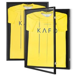 VEVOR 2 st displayramfodral i jersey, 59,2 x 79,2 x 3,8 cm, stor låsbar sportjersey skugglåda med 98 % UV-skydd PC-glas och hängare, för baseball basket fotboll hockeyskjorta och uniform