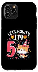 Custodia per iPhone 11 Pro Let's Pawty I'm 5 Year Girl Cat Kitten 5° compleanno