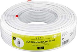 Goobay Cavo satellitare coassiale 75 dB doppia schermatura CCS bianco, 50 metri, 49759