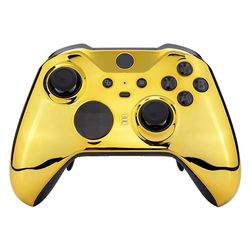 eXtremeRate Coque Avant de Remplacement pour Xbox One Elite Series 2 Manette, Coque Avant Customisé avec Anneaux pour Xbox One Elite Series 2 Manette, Modèle 1797, Chromé Doré