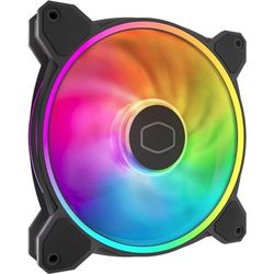 Cooler Master MasterFan MF140 Halo² Fan, Duo-Ring ARGB Gen 2 LED Rings, 120mm 1600rpm Dynamic PWM, Enlarged Fan Blades, Hybrid Frame for PC Case, Liquid and Air Cooler (MFL-B4DN-16NP2-R2),Black
