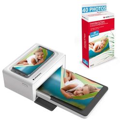 AGFA PHOTO Realipix Moments Printer Pack + Cartridges and Papers 40 Additional Photos – Bluetooth Photo Printing 10 x 15 cm Apple and Android Smartphone, 4Pass Thermal Sublimation – White