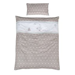 roba Baumann Vestiduras dos piezas para cuna roba-kids, colección'Indibear', funda de edredón 100x135 cm, 100% algodón y funda de almohada para bebes y niños con elaboradas decoraciones