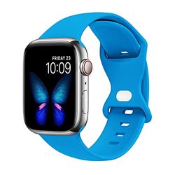 Lysun - Pulsera deportiva de silicona suave compatible con Apple Watch Series 7 6 5 4 3 2 1 SE Mujer Hombre Surf Blue, Azul surf, 38/40/41 mm, Clásico