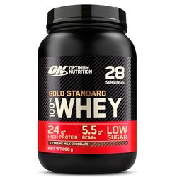 Optimum Nutrition Gold Standard 100% Whey Muscle Building and Recovery Protein Powder With Naturally Occurring Glutamine and BCAA Amino Acids, Extreme Milk Chocolate Flavour, 28 Servings, 896 g
