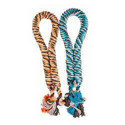 duvoplus, Touw van katoen, gedraaid, met knopen, Ø 3,2 cm - 90 cm, blauw/oranje, speelgoed, blauw/oranje, hond