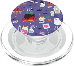Lindo caldero de bruja de Halloween lápida cementerio poción PopSockets PopGrip para MagSafe