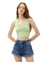 Koton Dames V-hals Tie Detail Ctop Tanktop, Green Check (8c2), M