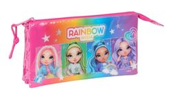 Rainbow High Shine Drievoudige pennenetui voor kinderen, ideaal voor schoolleeftijd, comfortabel en veelzijdig, kwaliteit en duurzaamheid, 22 x 3 x 12 cm, Meerkleurig, M, Casual