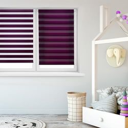 Blindecor Indus sem ferramentas, Estore de rolo de camada dupla, noite e dia, roxo, 42 x 180 cm (largura x comprimento)