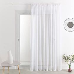 HomeMaison.com Cortina de Visillo Liso Efecto Lino – Visillo Blanco – Cortina de 240 x 240 cm – Cortina de Cortina Fruncida – Visillo con Visillo con Visillo para Ventana Moderna