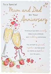Piccadilly Greetings Tarjeta de aniversario tradicional para mamá y padre, 22,8 x 15,2 cm, marrón, roble | beige y gris