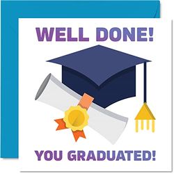 Well Done Cards - Gefeliciteerd Graduation - Afgestudeerd, Good Luck Gifts Examen Schoolkaart GCSE Uni, 145mm x 145mm Good Luck Charm Wenskaarten voor Student Vrienden Familie Examens