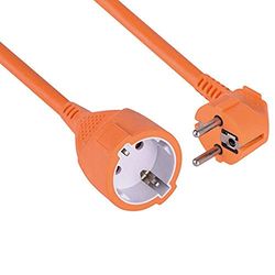 Electraline 1631 Rallonge de jardin avec contact de protection 10 m en plastique blanc IP20 / rallonge avec sécurité enfant/rallonge Schuko Orange