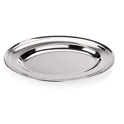 WAS 1217 310 Plateau ovale en acier chromé avec bord bordé 29 cm x 21 cm