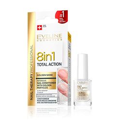 Eveline Cosmetics 8in1 Sérum Concentré Pour Ongles Total Action Conditionneur + Renforçateur + Durcisseur Avec Particules D'or | 12ml | Traitement Réparateur | Application Facile | Effet Scintillant