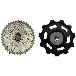 SHIMANO 11V.11/46 DEOCRE XT Cassette, Adultos Unisex, Negro, Talla Única & RD-M8000 XT Juego Desplazante + Conjunto de Rodillos Guía, Unisex-Adult, Negro, Talla Única