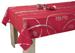 Le linge de Jules Nappe Shiny - Entretien Facile Rouge - Taille : Rectangle 150x300 cm