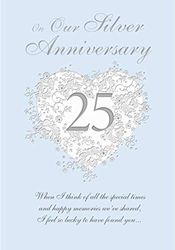 Regal Publishing Husband or Wife - 25th Silver Wedding Anniversary Card,9 x 6 inches