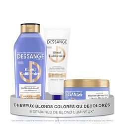 DESSANGE - Routine Cheveux Nutri-Correctrice Blond Californien - Shampoing 280ml + Masque 280ml + Soin Patine Bleu 140ml - Nourrit & Illumine Le Blond - Cheveux Blonds, Colorés Ou Décolorés