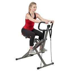 Sunny Health & Fitness Row-N-Ride PRO, attrezzo fitness combinato per tutto il corpo con fasce di resistenza, facile da installare e vogatore pieghevole - SF-A020052